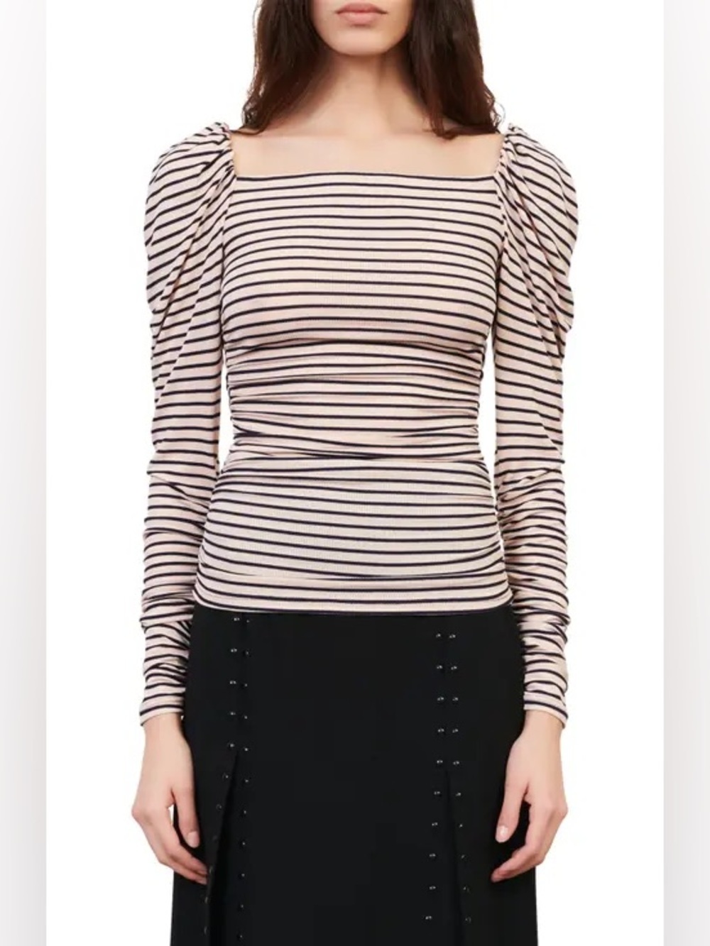 Maje Take striped square neck long-sleeve T-shirt